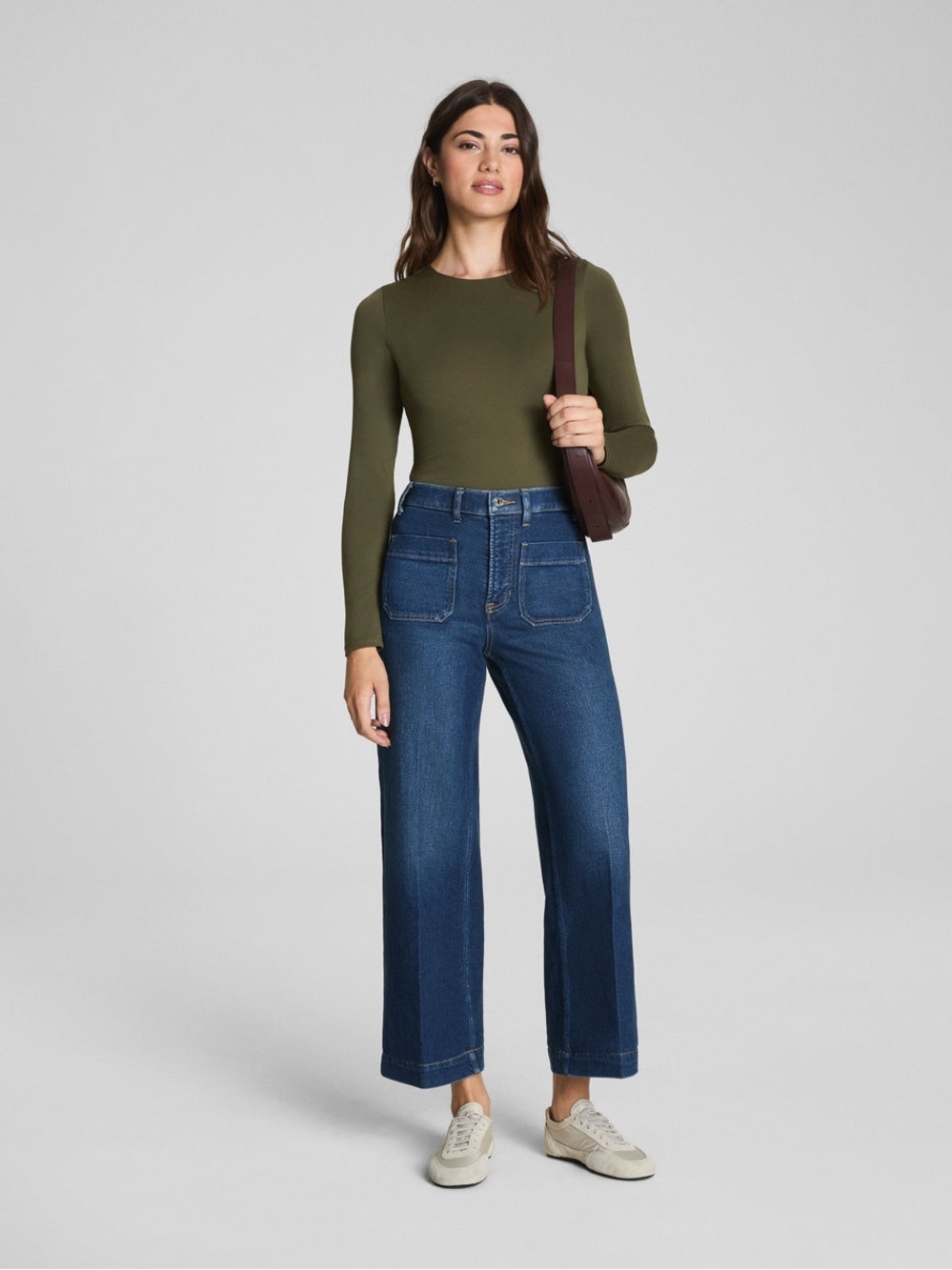 SPANX Dark Blue Wide-Leg Jeans Outfit
